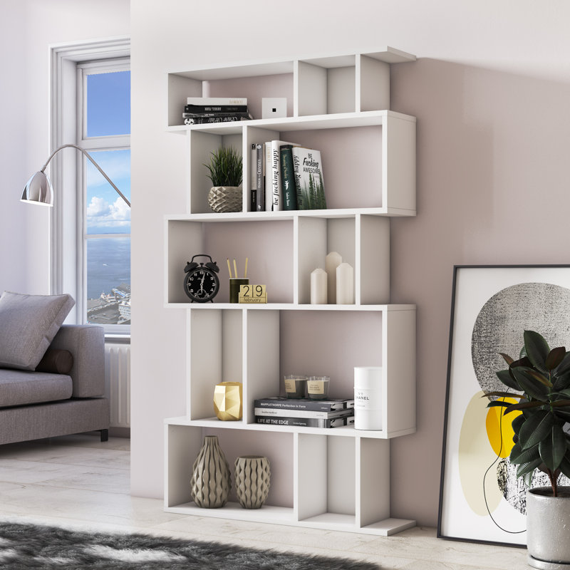 Latitude Run® AlexaRose 63'' H x 35'' W Geometric Bookcase & Reviews